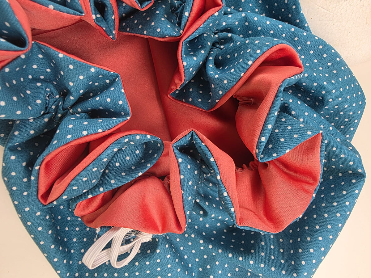 Bonnet Satin petrol aprico