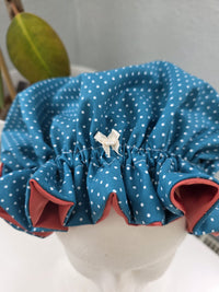 Bonnet Satin petrol aprico
