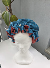 Bonnet Satin petrol aprico