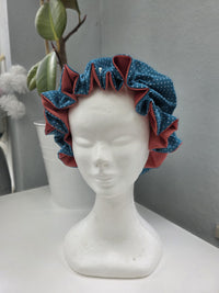 Bonnet Satin petrol aprico