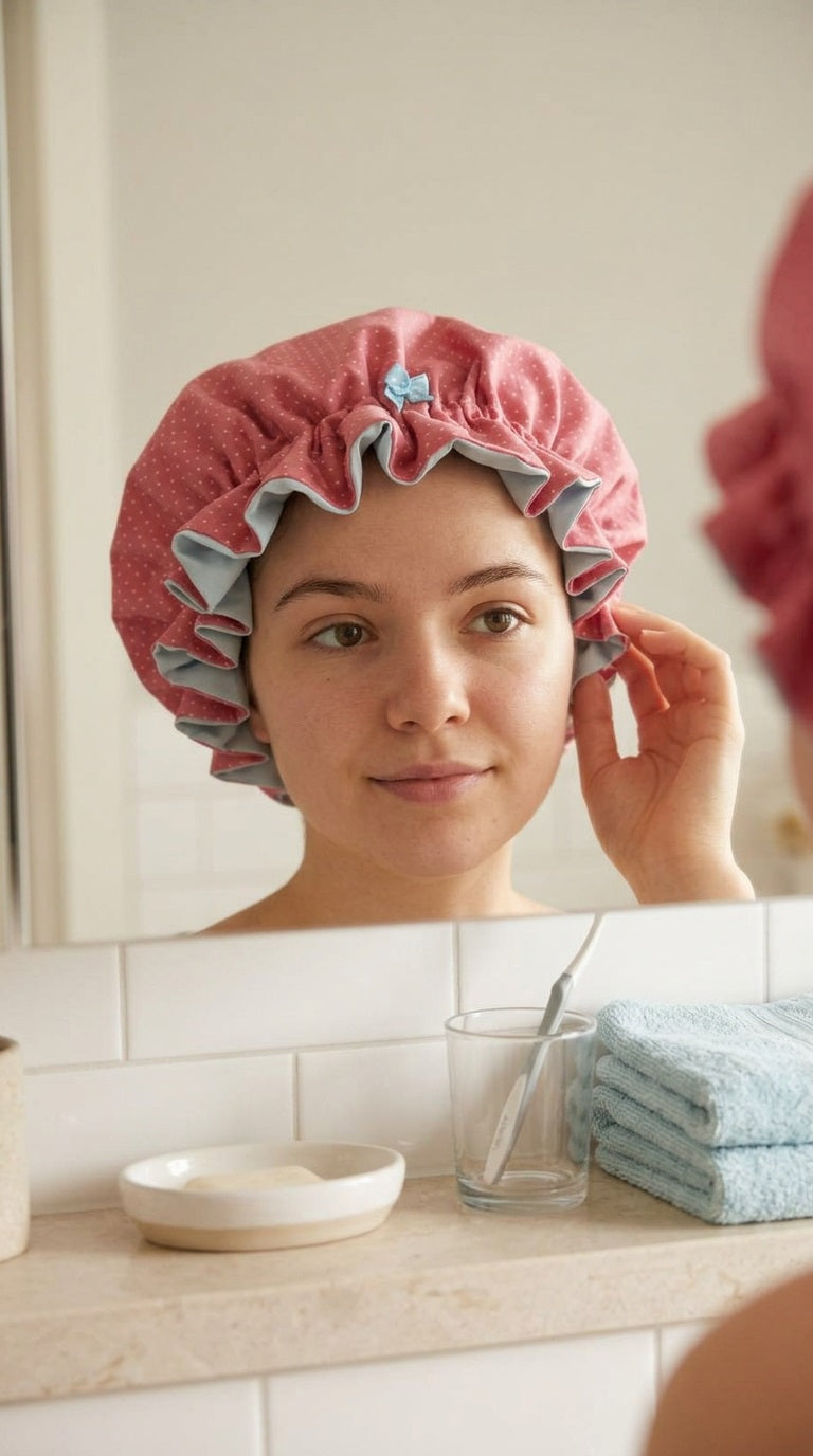 Bonnet Satin altrosa helblau