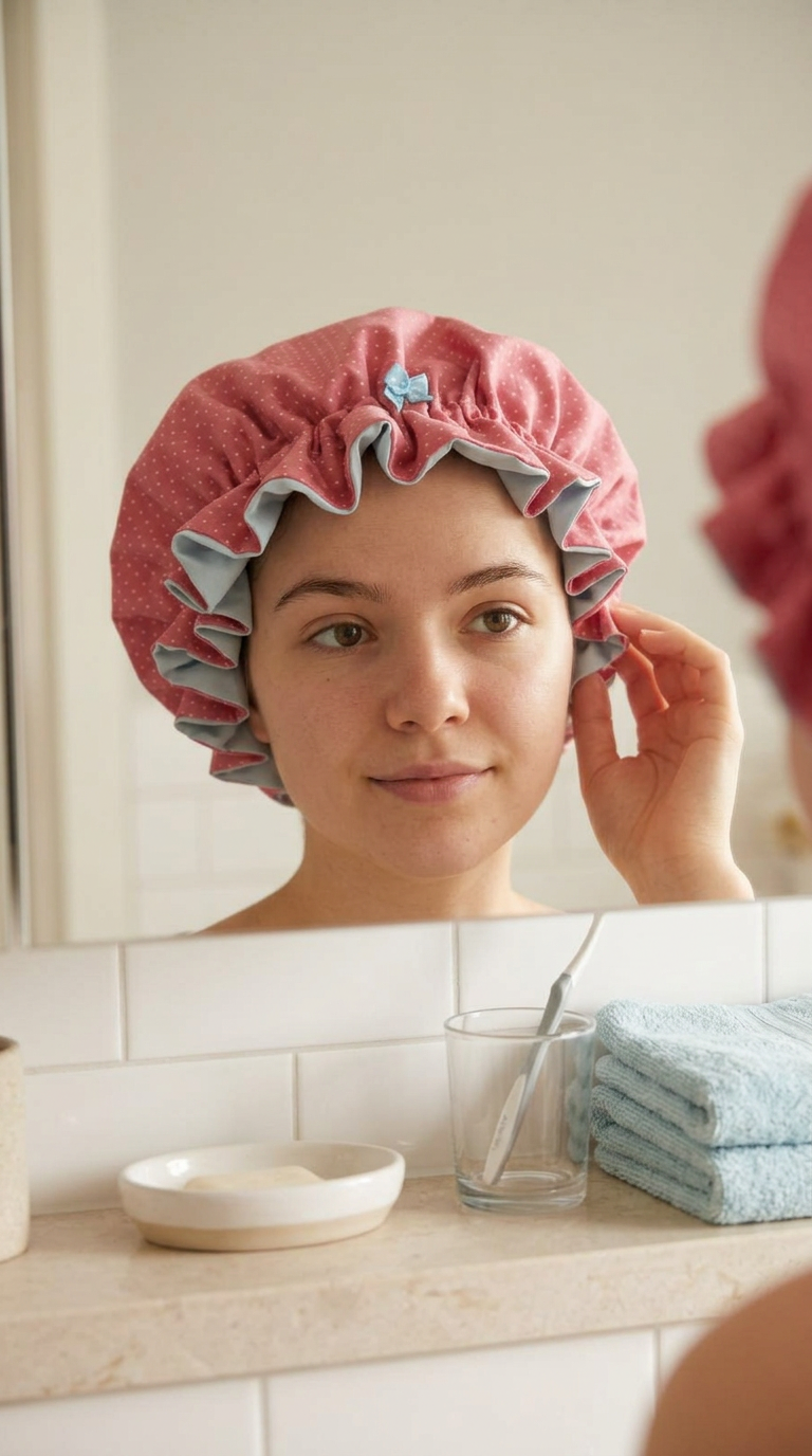 Bonnet Satin große Dots altrosa minti