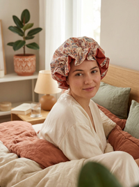 Bonnet Satin große Dots altrosa minti