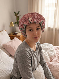 Bonnet Satin große Dots altrosa mint