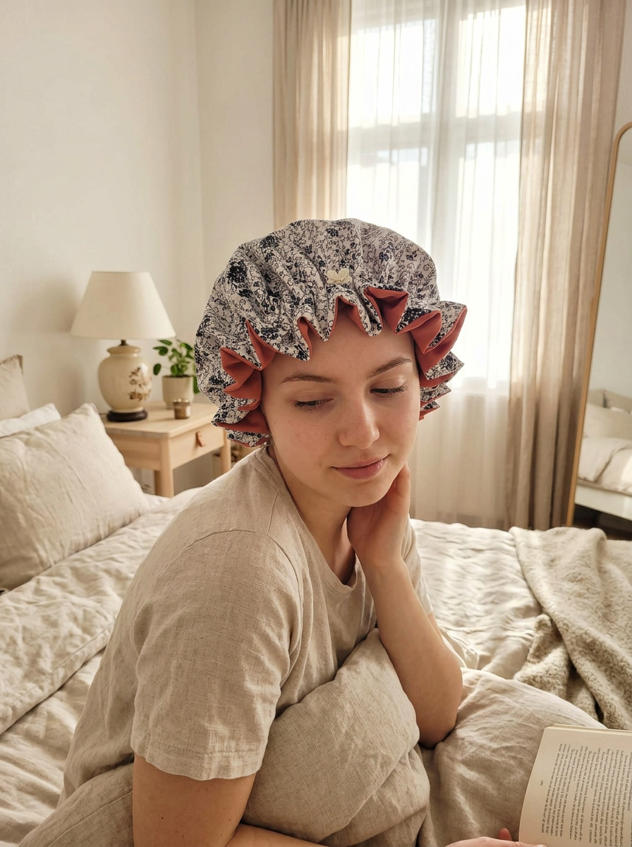Bonnet Satin große Dots altrosa minti