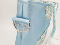 Handtasche einzeln oder im Set mit Geldbörse und Kosmetiktasche blau metallic von Atelier MiaMia