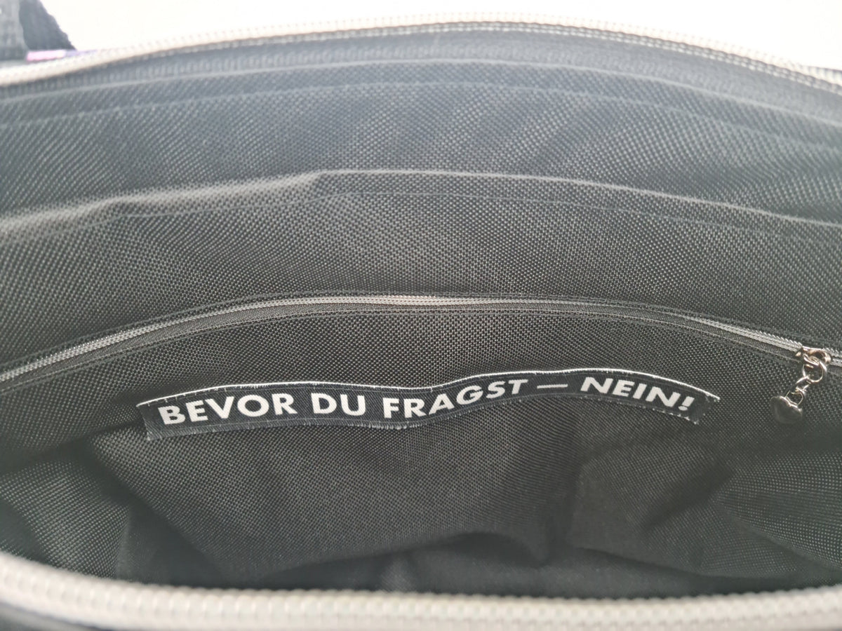 Handtasche einzeln oder im Set mit Geldbörse und Kosmetiktasche Grinsekatze von Atelier MiaMia