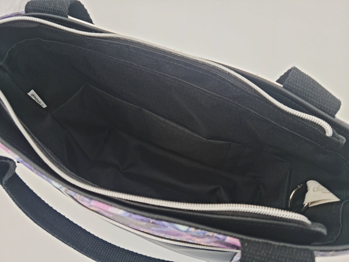 Handtasche einzeln oder im Set mit Geldbörse und Kosmetiktasche Grinsekatze von Atelier MiaMia
