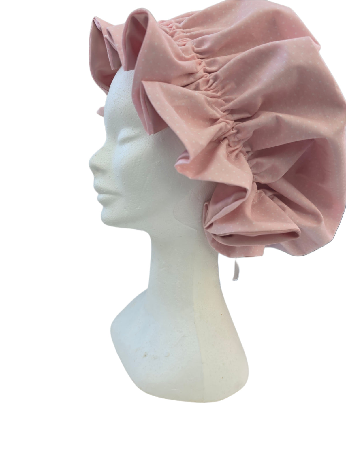 Bonnet Satin rosa Tupfen
