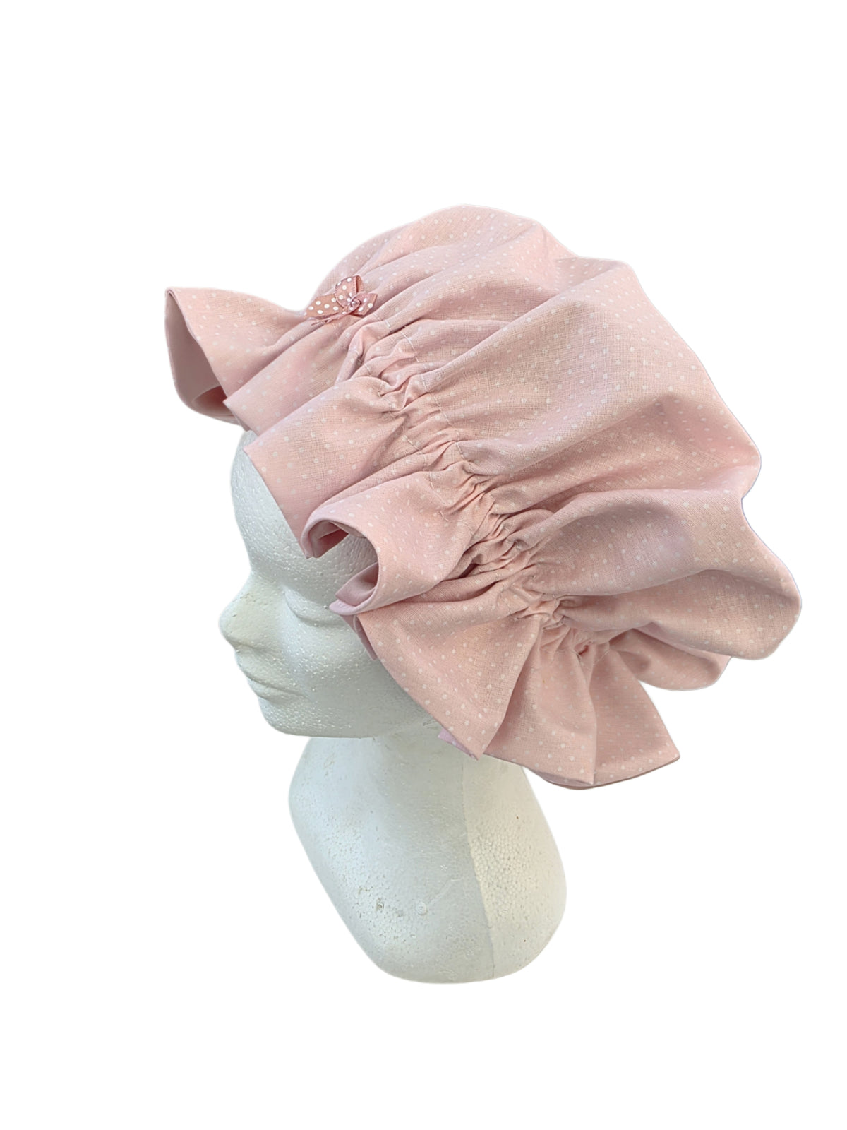 Bonnet Satin rosa Tupfen