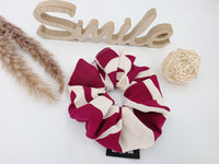 Scrunchie  Style – beige - rot Muster | Großes Stoff Haargummi | Handmade Unikat