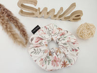 Handmade XL Scrunchie – Stylisches Haargummi im Rippjersey Blumen Design scrunchie heatless curls