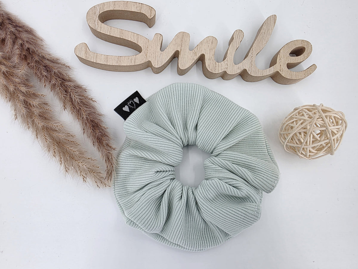 Handmade XL Scrunchie – Stylisches Haargummi im Rippjersey mint Design scrunchie heatless curls