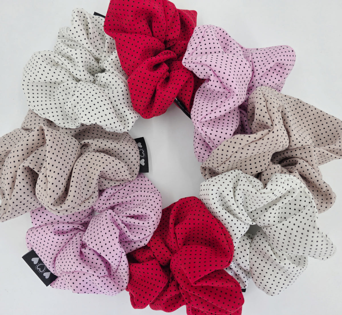 Handmade XL Scrunchie – Stylisches Haargummi im Dots rosa punkte Design scrunchie heatless curls