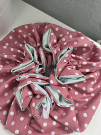 Bonnet Satin große Dots altrosa mint