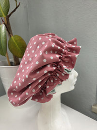 Bonnet Satin große Dots altrosa mint