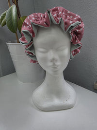 Bonnet Satin große Dots altrosa mint