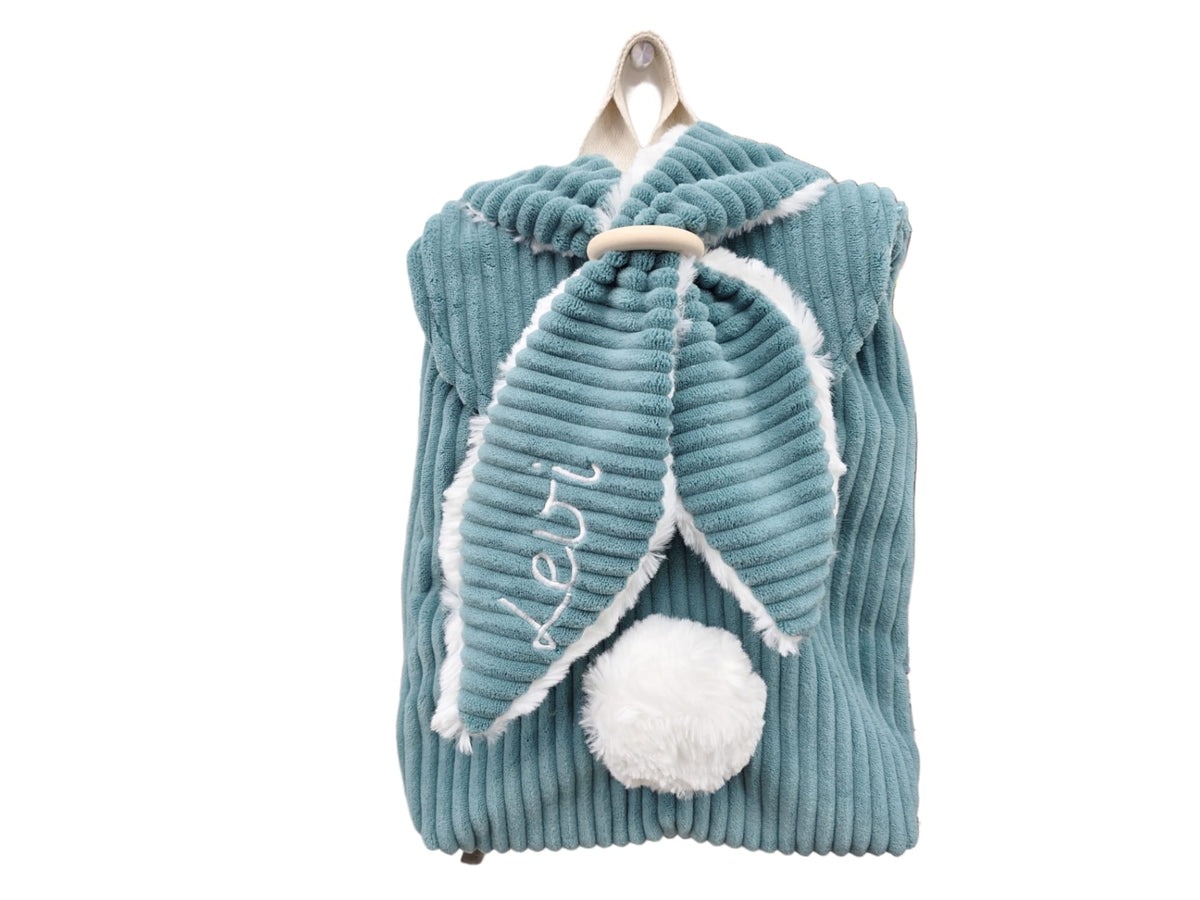 Kinder Rucksack „Hase“ aus Cord – personalisierbar | Kuschelig & leicht