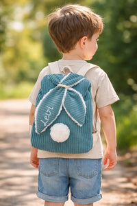 Kinder Rucksack „Hase“ aus Cord – personalisierbar | Kuschelig & leicht