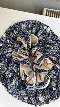 Bonnet Satin Ornamente dunkelblau