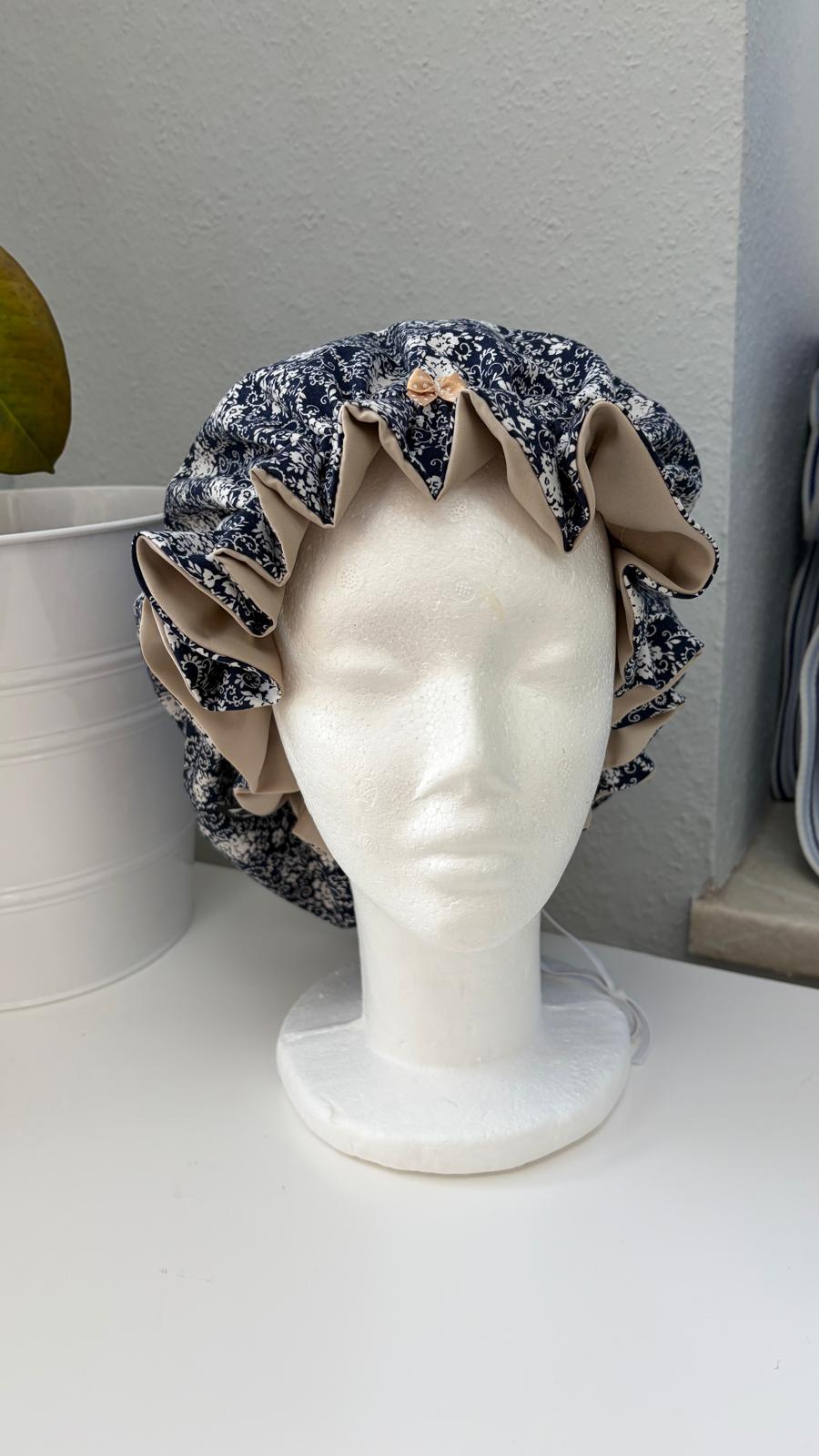 Bonnet Satin Ornamente dunkelblau