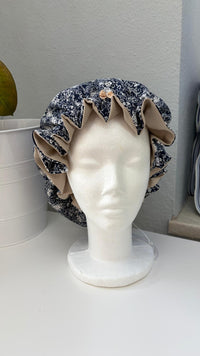 Bonnet Satin Ornamente dunkelblau