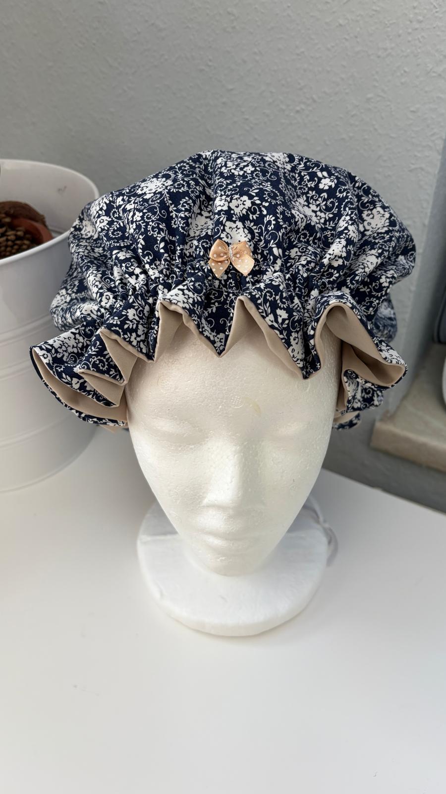 Bonnet Satin Ornamente dunkelblau