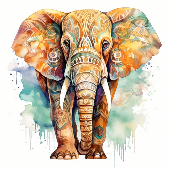 indischer Elefant 2, Stoffdruck, personalisierte Designs, Canvas, Kunstleder, Softshell oder Samt