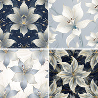 Lilien 4 Motive als Stoff Panel, Stoffdruck, personalisierte Designs, Canvas, Kunstleder, Softshell oder Samt