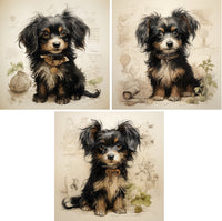 Hunde 3 Motive als Stoff Panel, Stoffdruck, personalisierte Designs, Canvas, Kunstleder, Softshell oder Samt