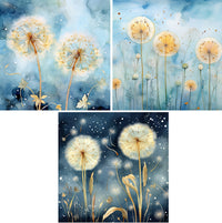 Pusteblumen 3 Motive als Stoff Panel, Stoffdruck, personalisierte Designs, Canvas, Kunstleder, Softshell oder Samt