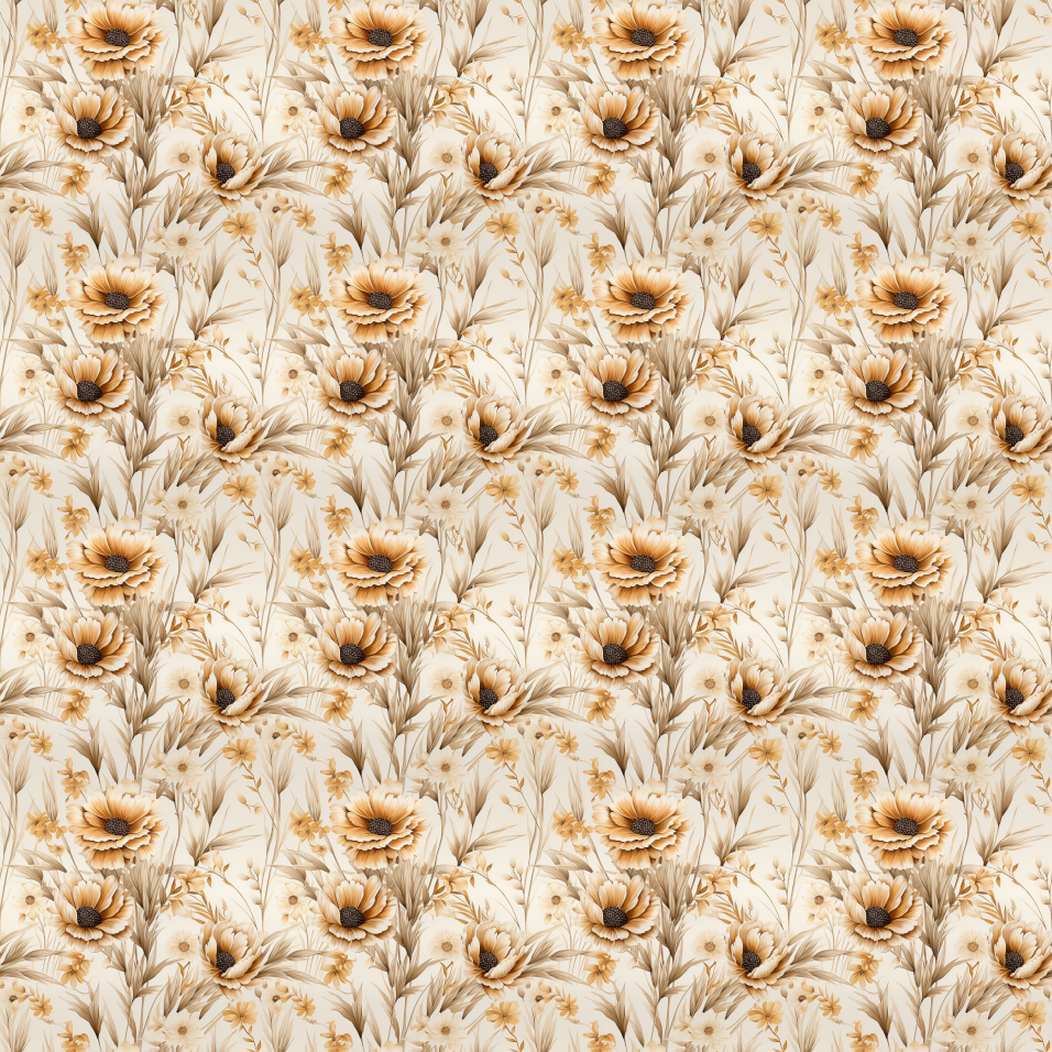 Stoffdruck Kornblumen Blumenzweig, Beige Hintergrund