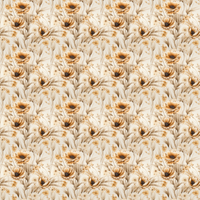 Stoffdruck Kornblumen Blumenzweig, Beige Hintergrund