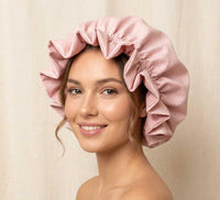Bonnet Satin rosa Tupfen