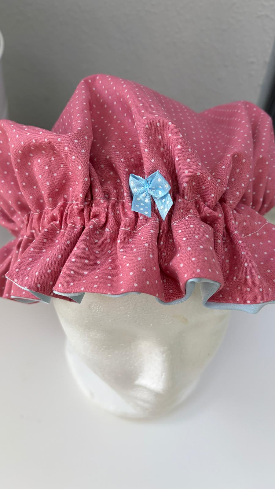 Bonnet Satin altrosa helblau