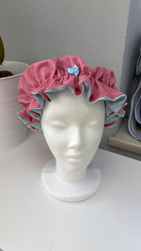 Bonnet Satin altrosa helblau
