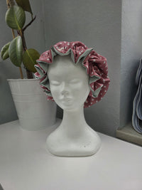 Bonnet Satin große Dots altrosa mint